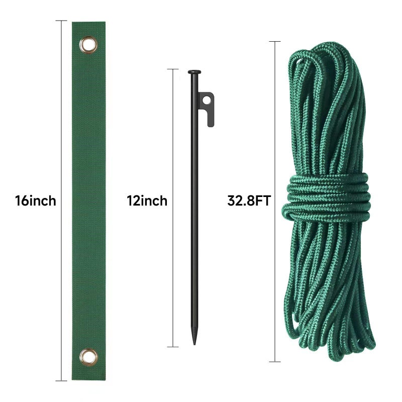 DasTior 3 Pcs Heavy Duty Steel Tree Stake Kit, Tree Supports for Leaning Tree Protection with 3 PCS 11.8"" Steel Tree Stakes, 3 PCS 15.8"" Tree Straps,32.8 FT Rope - Image 2